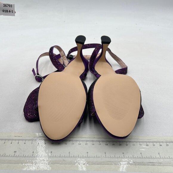 Milooey Shoe Purple Womens Glitter Rhinestone Bow Heeled Elegant Crystal Sandal - Picture 7 of 8